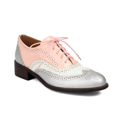 Retro British Contrasting Color Brogue High-cut Lace-up Shoes