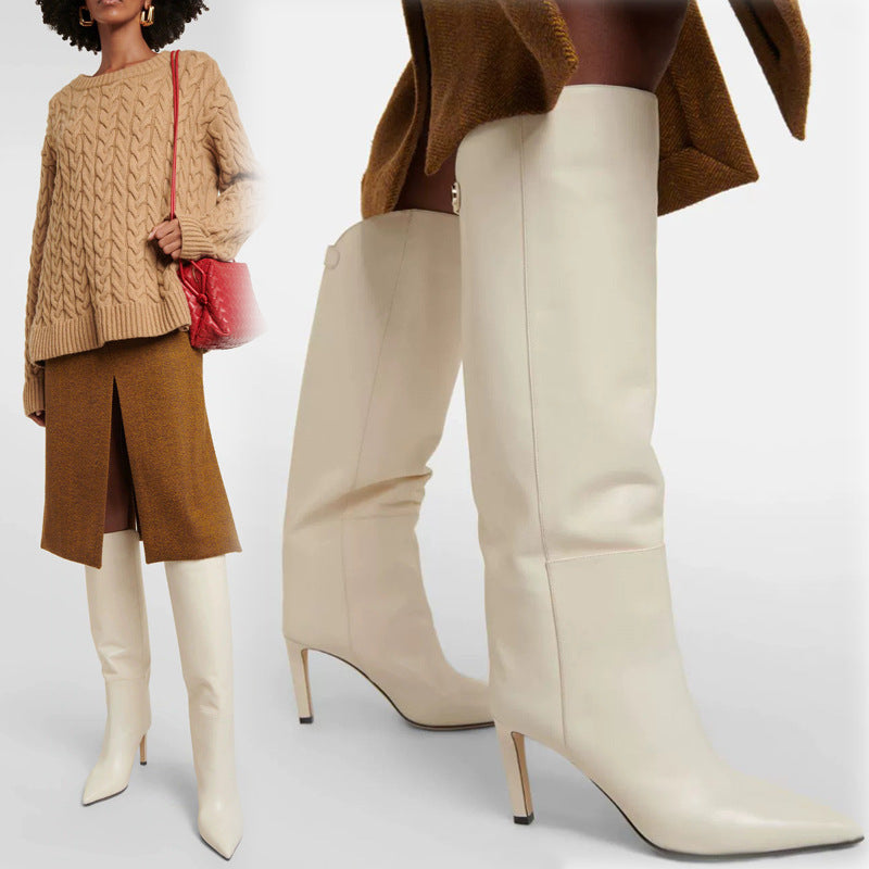 Simple European And American Style Fashion Catwalk Pointed-toe Stiletto Straight Boots