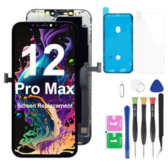 for iPhone 12 Pro Max Screen Replacement Retina 6.7" LCD Display Digitizer Assembly with Repair Tool Kits Waterproof Tape Screen Protector Compatible with A2342 A2410 A2412 A2411 - TikTopia