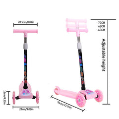 Blue Kids Scooter 3 Wheels Kids Kick Push Flashing Led Light Up Adjustable