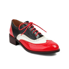 Retro British Contrasting Color Brogue High-cut Lace-up Shoes
