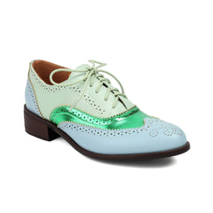 Retro British Contrasting Color Brogue High-cut Lace-up Shoes
