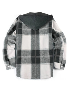 Men's Flannel Jacket Zipper Hooded Jacket