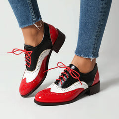 Retro British Contrasting Color Brogue High-cut Lace-up Shoes