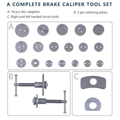 22pc Auto Car Universal Disc Piston Caliper Brake Rewind Wind Back Tool Kit Set