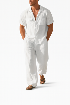 Simple Workwear Short Sleeve Shirt Trousers Suit Men