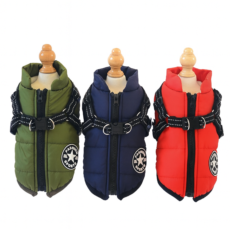 Waterproof Dog Clothes Winter Dog Coat With Harness Warm Pet Clothing Big Dog Jacket Chihuahua Labrador Coat Costume