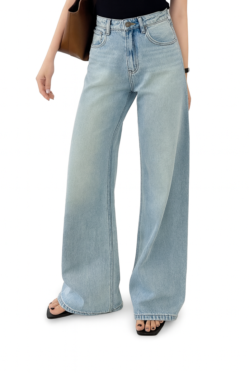 Women's Retro Washed Loose Straight Jeans
