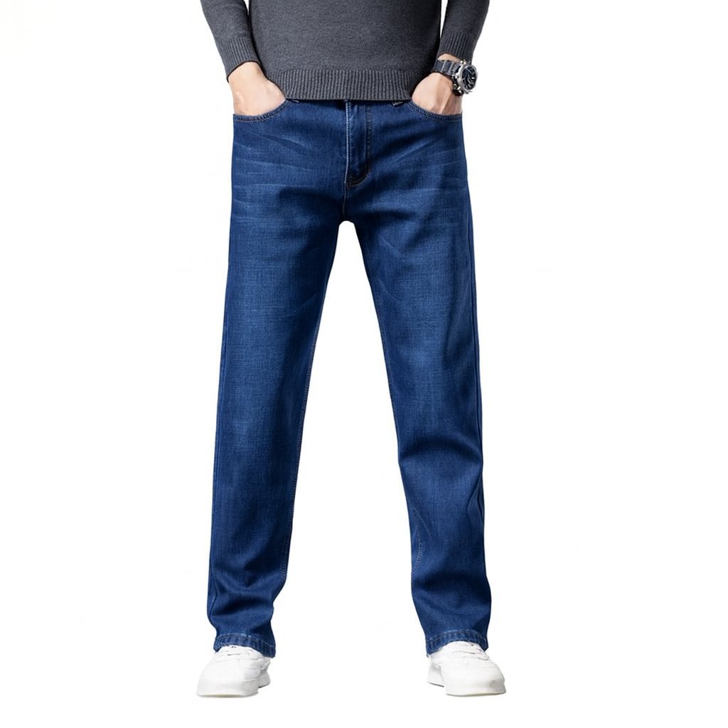 Fleece-lined Men's Loose Straight Plus Size Jeans