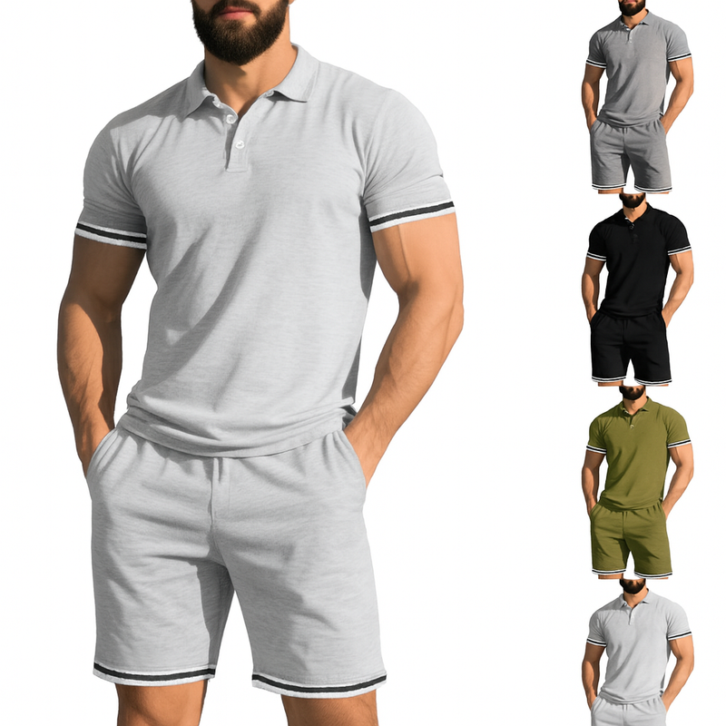 Male Color Blocking Sports And Leisure Teen T-shirt Suit