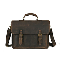 Top Layer Leather One-shoulder Crossbody Laptop Bag