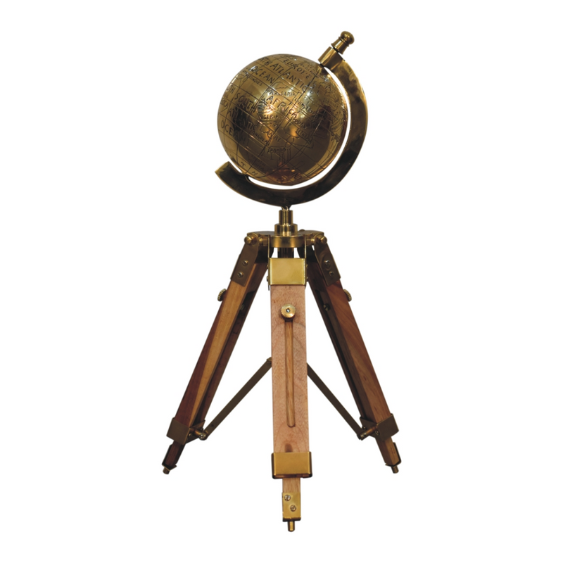 Artisan Furniture Home Decor Accessories - Brass Antique Tripod Globe - TikTopia