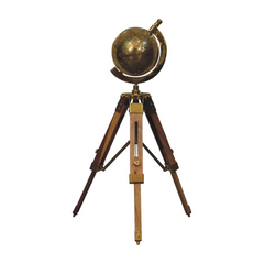 Artisan Furniture Home Decor Accessories - Brass Antique Tripod Globe - TikTopia
