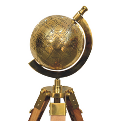 Artisan Furniture Home Decor Accessories - Brass Antique Tripod Globe - TikTopia