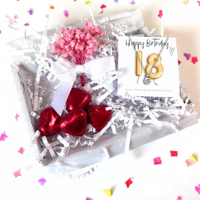 18th Birthday Cubic Zirconia Silver Necklace & Gold Balloons Mini Gift Hamper | Eightenth Gift | Girls 18th Birthday Gift Set UK - TikTopia