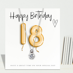 18th Birthday Cubic Zirconia Silver Necklace & Gold Balloons Mini Gift Hamper | Eightenth Gift | Girls 18th Birthday Gift Set UK - TikTopia