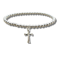 Cross Silver Beaded Bracelet - TikTopia