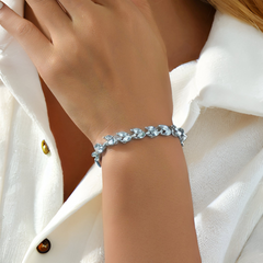 Silver Leaf Cubic Zirconia Bracelet - TikTopia