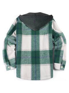 Men's Flannel Jacket Zipper Hooded Jacket