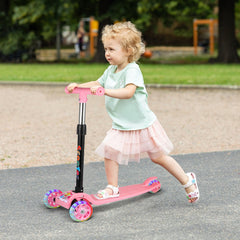 Blue Kids Scooter 3 Wheels Kids Kick Push Flashing Led Light Up Adjustable