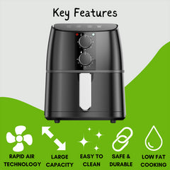 Domestic King 4L Air Fryer With Free Recipe Book - TikTopia