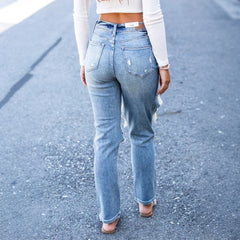 Women’s High-Waist Straight-Leg Jeans - TikTopia
