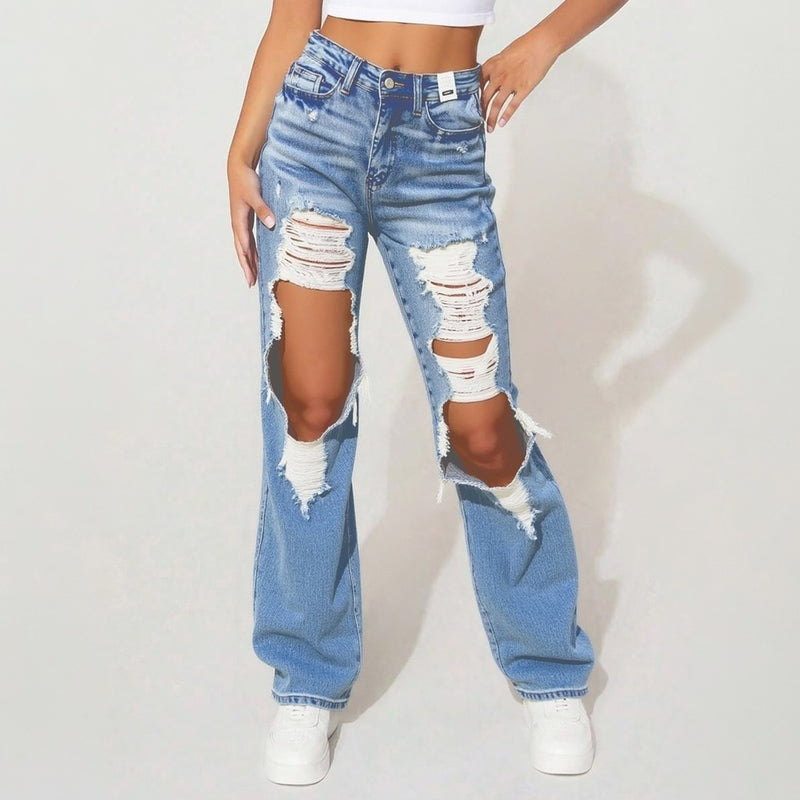 Women’s High-Waist Straight-Leg Jeans - TikTopia