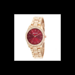 Henley Ladies Bling Etched Patterned Red Dial & RoseGold Bracelet Watch H07326.40 - TikTopia