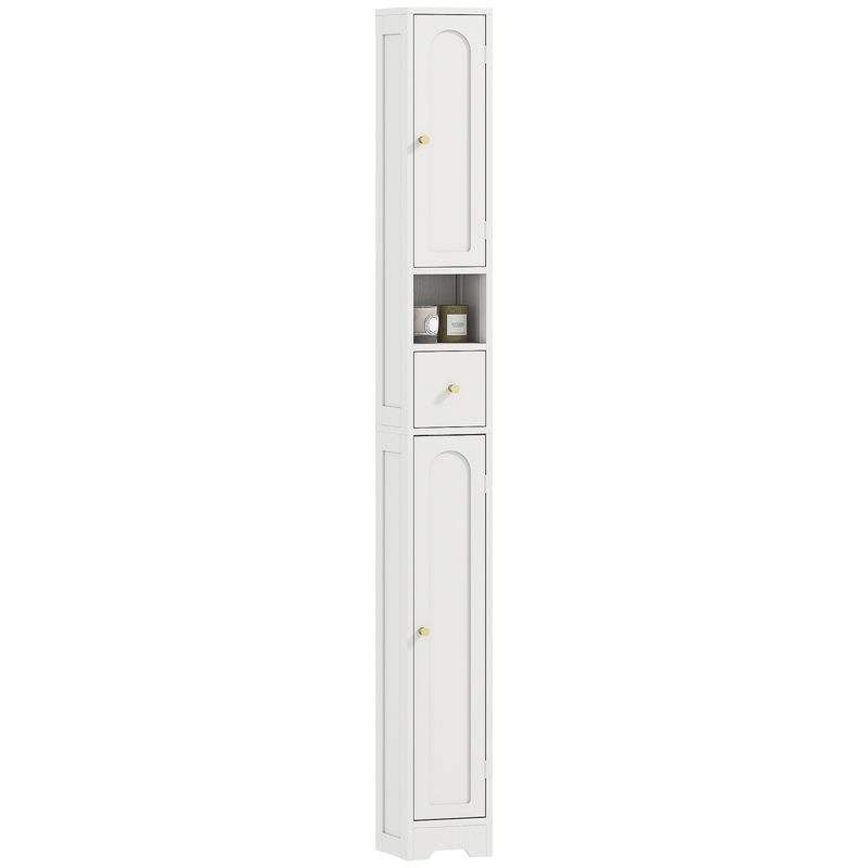 HOMCOM 20cm Slim Bathroom Storage Cabinet with Adjustable Shelves White - TikTopia