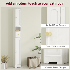 HOMCOM 20cm Slim Bathroom Storage Cabinet with Adjustable Shelves White - TikTopia