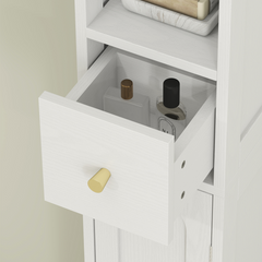 HOMCOM 20cm Slim Bathroom Storage Cabinet with Adjustable Shelves White - TikTopia