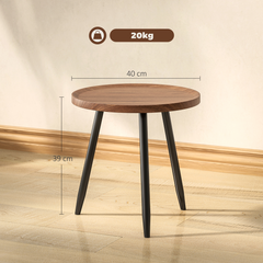 HOMCOM Modern End Side Table, Round Coffee Table, Chestnut Wood Effect - TikTopia