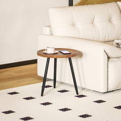HOMCOM Modern End Side Table, Round Coffee Table, Chestnut Wood Effect - TikTopia