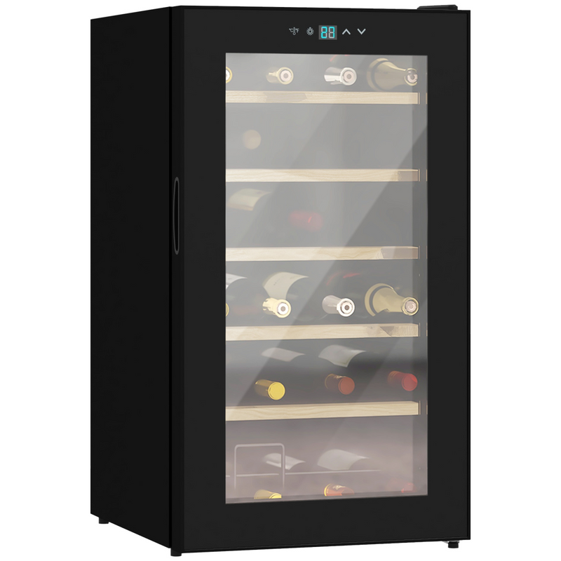24 Bottles Wine Fridge with Glass Door Digital Touch Screen Control LED Light - TikTopia
