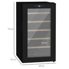 24 Bottles Wine Fridge with Glass Door Digital Touch Screen Control LED Light - TikTopia
