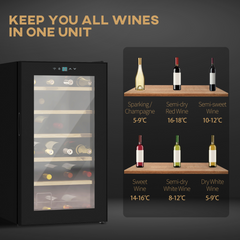 24 Bottles Wine Fridge with Glass Door Digital Touch Screen Control LED Light - TikTopia