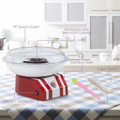 Candy Floss Machine, 450W-Red/White - TikTopia