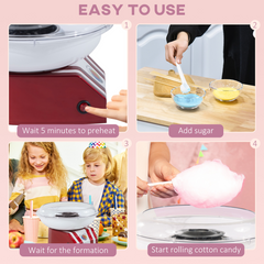 Candy Floss Machine, 450W-Red/White - TikTopia