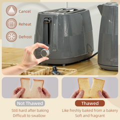 HOMCOM 1.7L Fast Boil Electric Kettle and 2 Slice Water Toaster Set, Grey - TikTopia