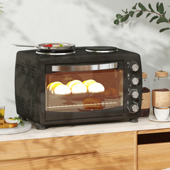 HOMCOM 36L Countertop Toaster Oven with 2 Hot Plates, Grill, Roast, Bake - TikTopia