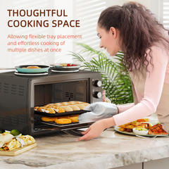 HOMCOM 36L Countertop Toaster Oven with 2 Hot Plates, Grill, Roast, Bake - TikTopia