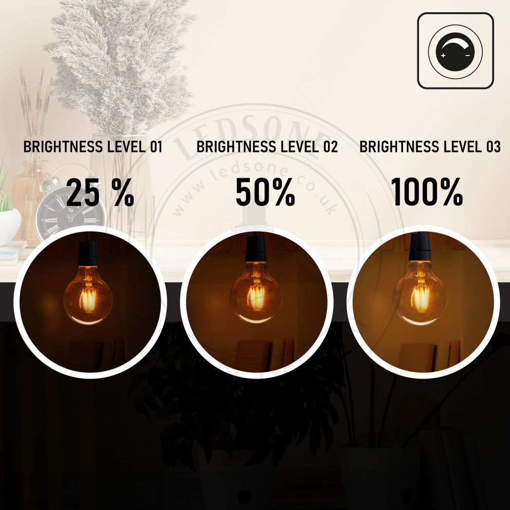 6Pack E27 LED Edison Dimmable Vintage Amber Glass Warm white 2700K Light Bulbs - TikTopia