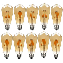 10Pack E27 LED Edison Dimmable Vintage Amber Glass Warm white 2700K Light Bulb - TikTopia