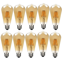 10Pack E27 LED Edison Dimmable Vintage Amber Glass Warm white 2700K Light Bulb - TikTopia