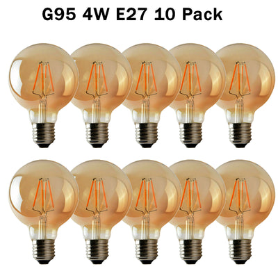 10Pack E27 LED Edison Dimmable Vintage Amber Glass Warm white 2700K Light Bulbs - TikTopia