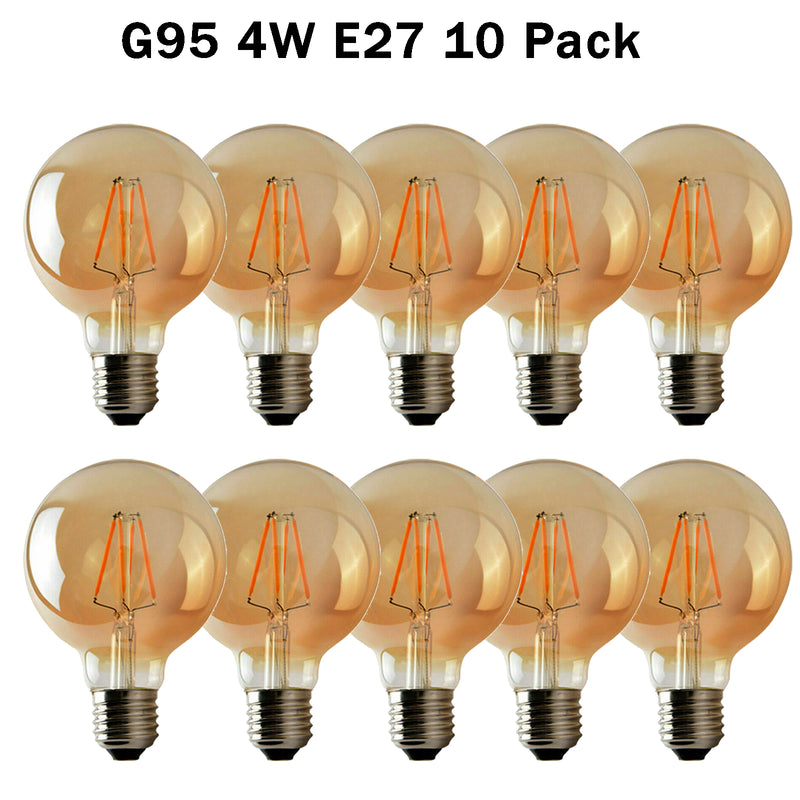 10Pack E27 LED Edison Dimmable Vintage Amber Glass Warm white 2700K Light Bulbs - TikTopia