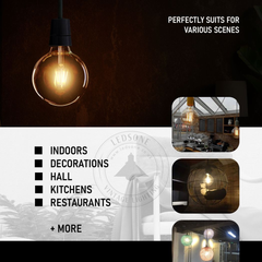 2 Pack E27 LED Edison Dimmable Vintage Amber Glass Warm white 2700K Light Bulbs - TikTopia