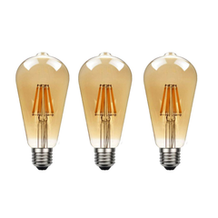 3Pack E27 LED Edison Dimmable Vintage Amber Glass Warm white 2700K Light Bulb, - TikTopia