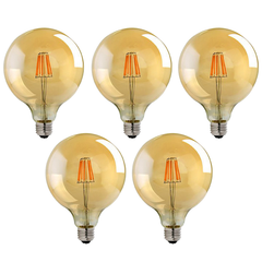 5 Pack E27 LED Edison Dimmable Vintage Amber Glass Warm white 2700K Light Bulbs - TikTopia