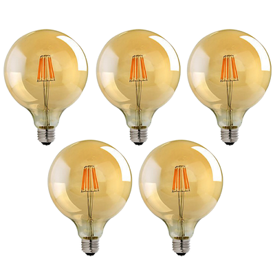 5 Pack E27 LED Edison Dimmable Vintage Amber Glass Warm white 2700K Light Bulbs - TikTopia